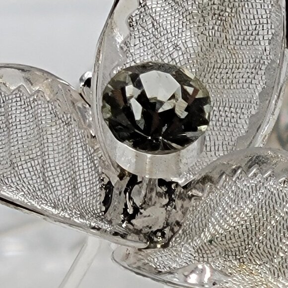 Wedding Silver  Hairpins in Silver with Large crystal - Picture 6 of 10